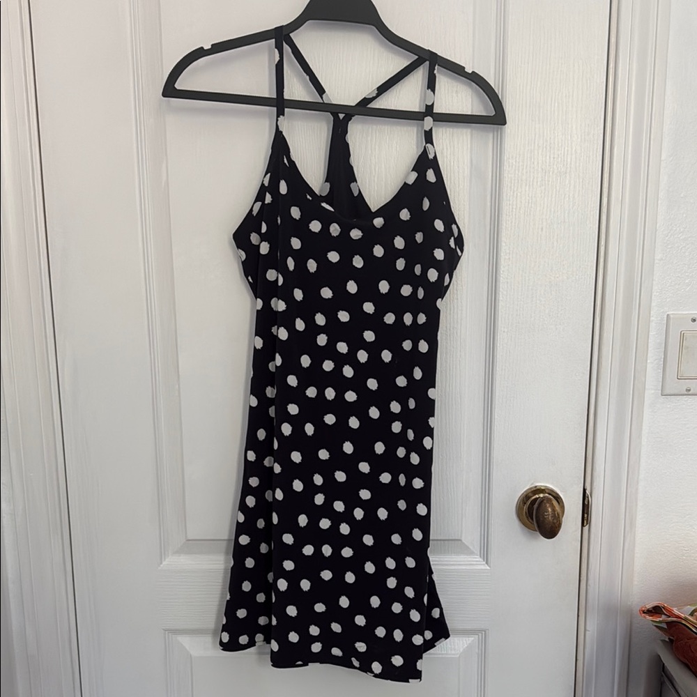 Outdoor Voices Black and White Polka Dot Mini Dress